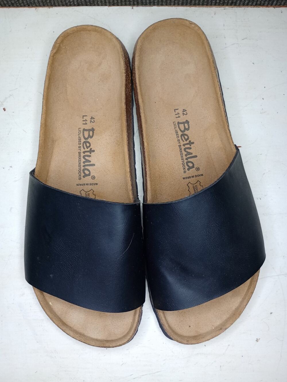 Betula by Birkenstock Black Leather Slide Sandals EU 42 US 11 Excellent